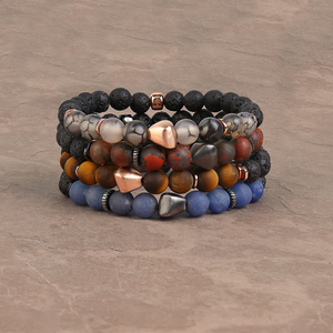Nugget bracelet In Rose Gold-Coloured Silver with frosted fire agate