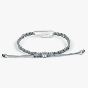 Paper Clip Pave Macrame Bracelet With White Diamond