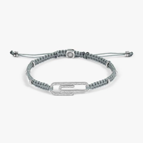 Paper Clip Pave Macrame Bracelet With White Diamond