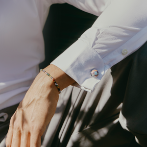 Nodo Semi-Precious Bracelet In Rhodium Plated Silver With Multicolour Beads