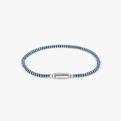 Prism Bracelet with Galvanic Plated Silver Beads in Blue