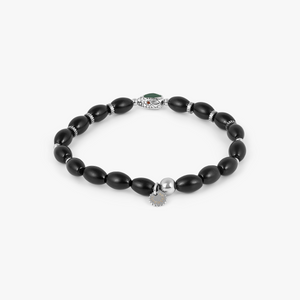 Viper Bracelet In Rhodium Plated Silver and Black Agate