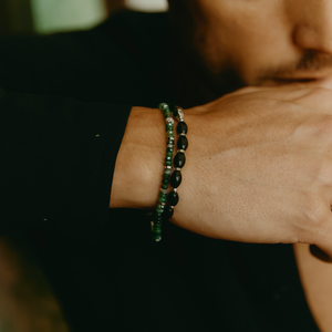 Viper Bracelet In Rhodium Plated Silver and Black Agate