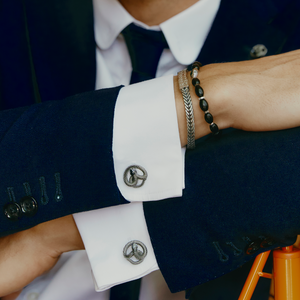 Viper Cufflinks in Gunmetal & Navy Enamel