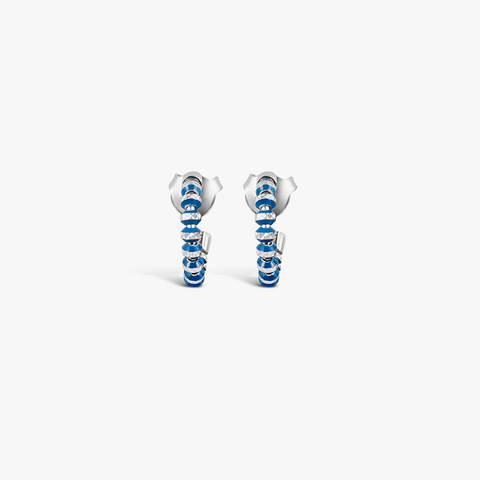 Prism Earrings with Galvanic Plated Silver Beads in Blue