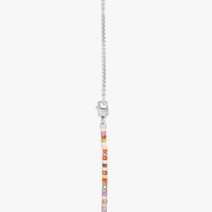 Ipanema Cross Necklace In Silver With Coloured Stones