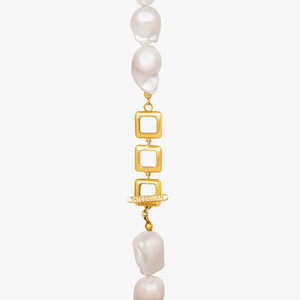 Medici Necklace with Yellow Gold Plating and White Pearl