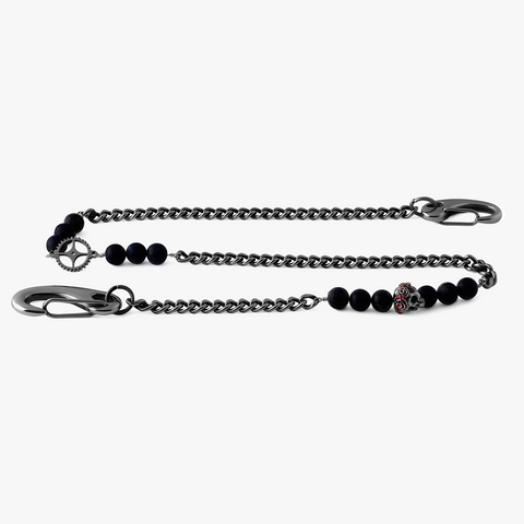 Gothic Rose Skull trouser chain in black