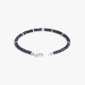 Nodo Beaded Bracelet In Rhodium Plated Silver With Blue Sapphire