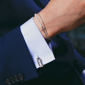 Wrap Around Cufflinks In White Mop With Rhodium Silver (Limited Edition)