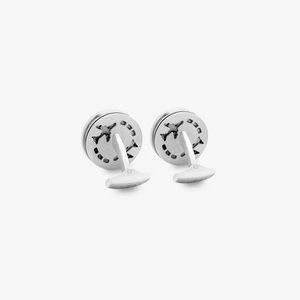 Slim Skeleton Gear Cufflinks In Silver With Matte Palladium Plated