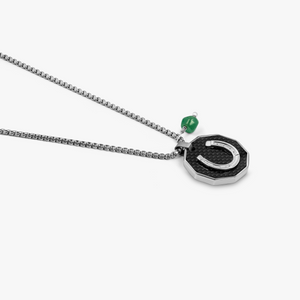 Talisman pendant with black carbon fibre in stainless steel