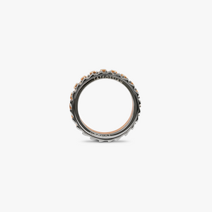 Rotating Gears Ring In Multi Colour Rhodium Plated Silver