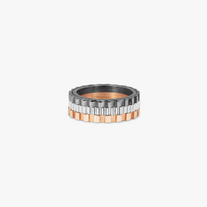 Rotating Gears Ring In Multi Colour Rhodium Plated Silver