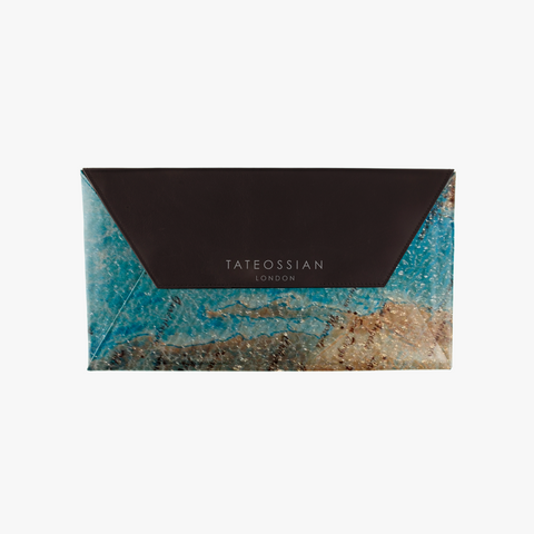 Mappa Mundi Wallet  in Brown & Blue Leather                                                                                                                                                                                                            Bro