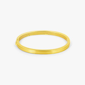 Buckingham Rope Hinge Cuff Bangle in Yellow Gold Plated Silver