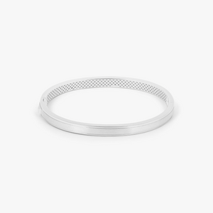 Buckingham Rope Hinge Cuff Bangle in Rhodium Plated Silver