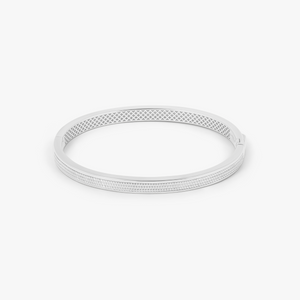 Buckingham Rope Hinge Cuff Bangle in Rhodium Plated Silver