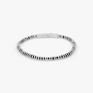 Pure Thread Bracelet In Rhodium Plated Silver with Black Macrame