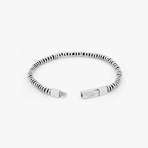 Pure Thread Bracelet In Rhodium Plated Silver with Black Macrame