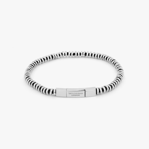 Pure Thread Bracelet In Rhodium Plated Silver with Black Macrame