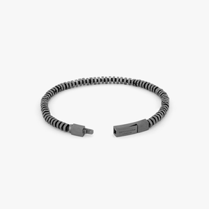 Pure Thread Bracelet In Black Rhodium Plated Silver with Black Macrame