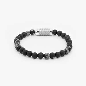 Montecarlo bracelet in snowflake obsidian with grey alutex and sterling silver
