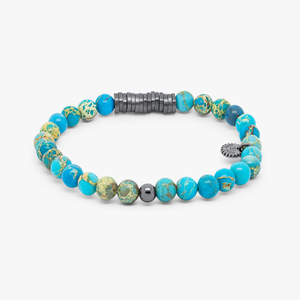 Classic Discs Bracelet In Black Rhodium Plated Silver with Impression Jasper