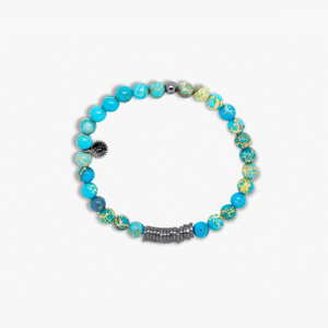 Classic Discs Bracelet In Black Rhodium Plated Silver with Impression Jasper