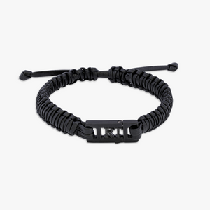 Schwarzes Graphem-Lederarmband