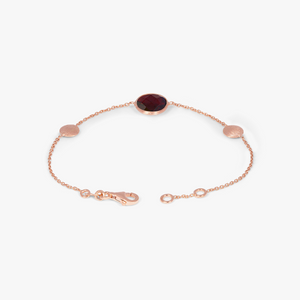 Kensington Bracelet in 14k Satin Rose Gold woth Garnet
