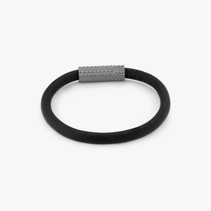 Diamond Giza Bracelet In Gunmetal Plated with Black Leather