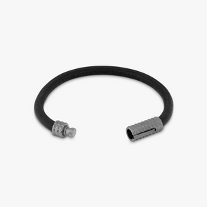Diamond Giza Bracelet In Gunmetal Plated with Black Leather