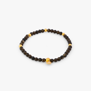 Graffiato Sennit Bracelet In Yellow Gold Plated Silver with Gold Obsidian
