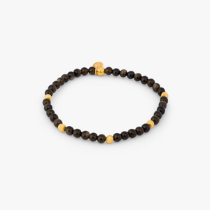 Graffiato Sennit Bracelet In Yellow Gold Plated Silver with Gold Obsidian
