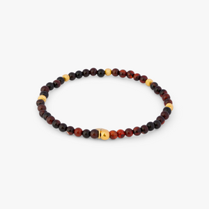 Graffiato Sennit Bracelett In Yellow Gold Plated Silver with Red Agate