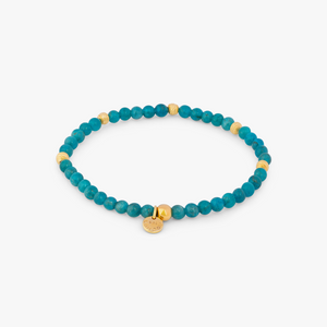 Graffiato Sennit Bead Bracelet In Yellow Gold Plated Silver with Apatite