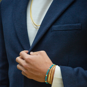 Graffiato Sennit Bead Bracelet In Yellow Gold Plated Silver with Apatite