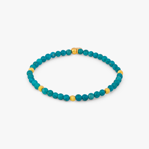 Graffiato Sennit Bead Bracelet In Yellow Gold Plated Silver with Apatite