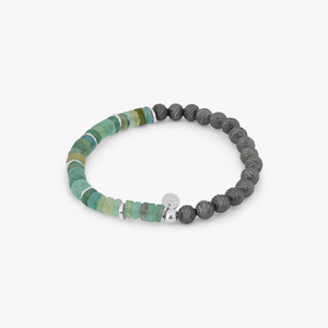 Graffiato Oceana Bracelet In Rhodium Plated Silver with Roman Glass Beads
