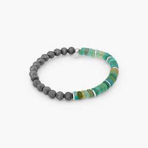 Graffiato Oceana Bracelet In Rhodium Plated Silver with Roman Glass Beads