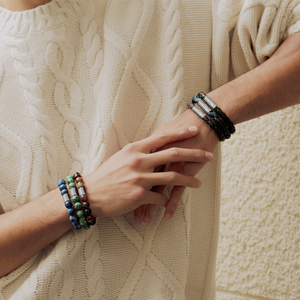 Maxi Pop Pelle Navy Blue Leather Bracelet in Rhodium Silver