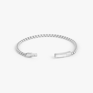 Giza Click Box Chain Bracelet in Rhodium Plated Silver - 4mm