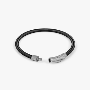 Seta Etched Click Nylon Bracelet in Stainless Steel with Black Coated Wire
