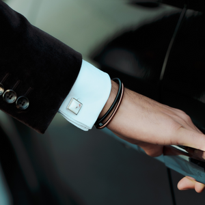 Titanium Classic Cufflinks with White Ivory Agate