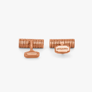 THOMPSON Gerippte, rosévergoldete Zylinder-Manschettenknöpfe mit Emaille
