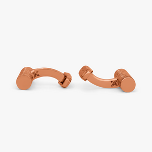 THOMPSON Gerippte, rosévergoldete Zylinder-Manschettenknöpfe mit Emaille