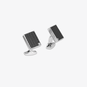 Tarot Card Cufflinks In Palladium Plated With Black Carbon Fibre