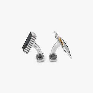 Tarot Card Cufflinks In Palladium Plated With Black Carbon Fibre