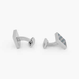 Geometric Cufflinks In Palladium plated with grey enamel